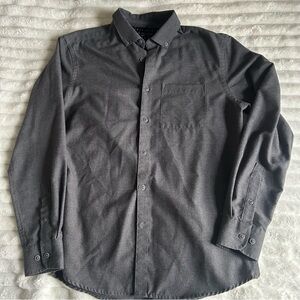 Men's Small Report Collection Classic Gray Button-Up Long Sleeve Shirt